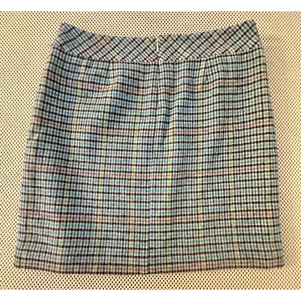 NEW Talbots Tweed Skirt Women Size 12P Plaid Zipper Accents Teal/black‎ Mini NWT - Picture 7 of 8